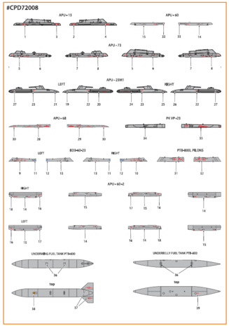 Clear Prop Models CPD72008 - MiG-23ML, MLA, MLD, P, MLAE standard stencils - 1:72
