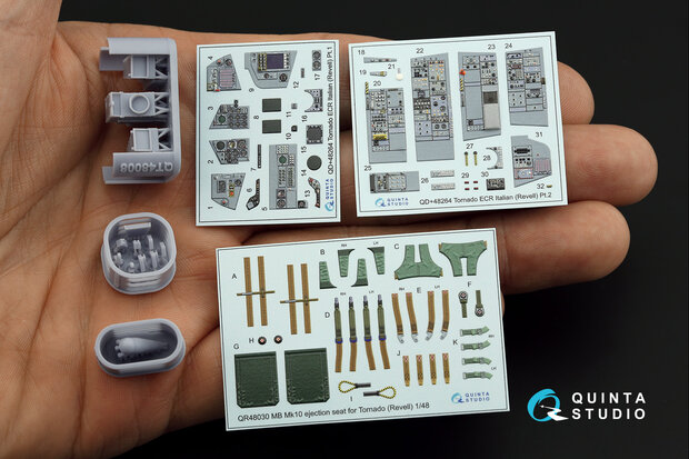 Quinta Studio QD+48264 - Tornado ECR Italian 3D-Printed & coloured Interior on decal paper (for Revell) (with 3D-printed resin parts) - 1:48