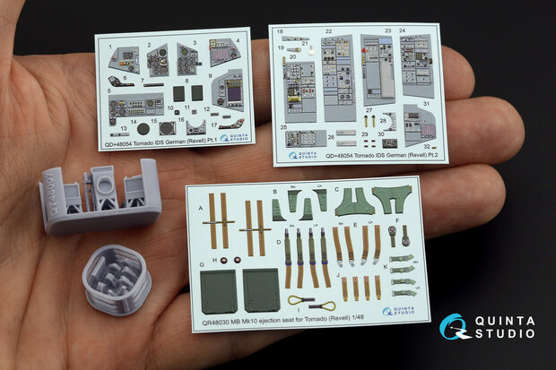 Quinta Studio QD+48054 - Tornado IDS German 3D-Printed & coloured Interior on decal paper (for Revell) (with 3D-printed resin parts) - 1:48