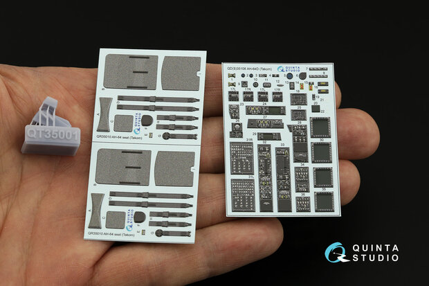 Quinta Studio QD+35106 - AH-64D 3D-Printed & coloured Interior on decal paper (Takom)  (with 3D-printed resin parts) - 1:35