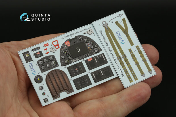 Quinta Studio QD24009 - Spitfire Mk.IXc 3D-Printed & coloured Interior on decal paper (for Airfix kit) - 1:24