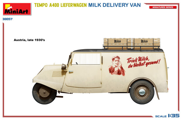 MiniArt 38057 - Tempo A400 Lieferwagen. Milk Delivery Van - 1:35