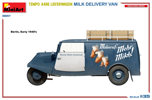 MiniArt 38057 - Tempo A400 Lieferwagen. Milk Delivery Van - 1:35
