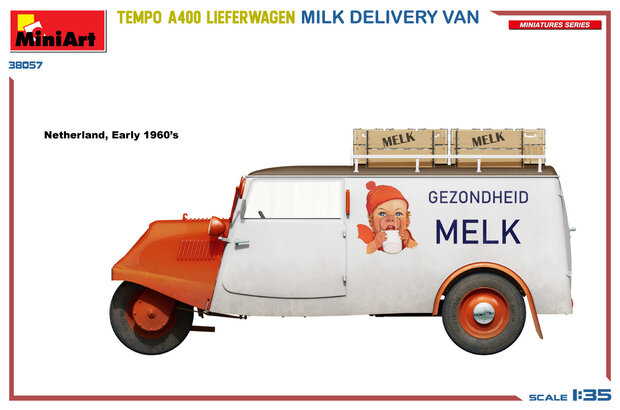 MiniArt 38057 - Tempo A400 Lieferwagen. Milk Delivery Van - 1:35