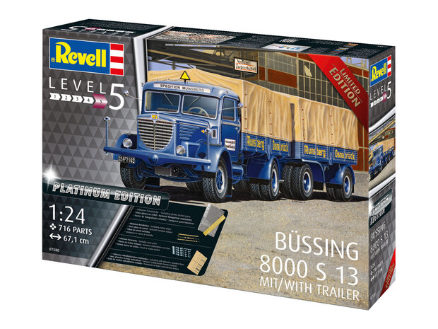 Revell 07580 - Büssing 8000 S 13 with Trailer - Platinum Edition - 1:24