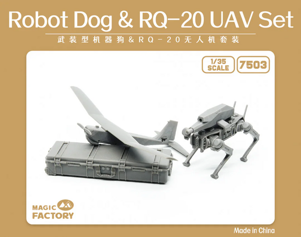 Magic Factory 7503 - Armed Robot Dog & RQ-20 UAV Set  - 1:35