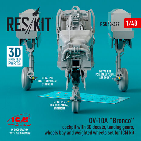RSU48-0327 - OV-10A "Bronco" cockpit, landing gears, wheels bay and weighted wheels set for ICM kit - 1:48 - [RES/KIT]