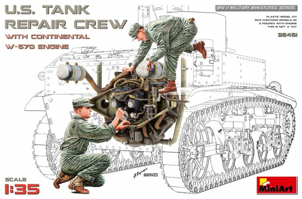 MiniArt 35461 - U.S. Tank Repair Crew With Continental W-670 Engine - 1:35