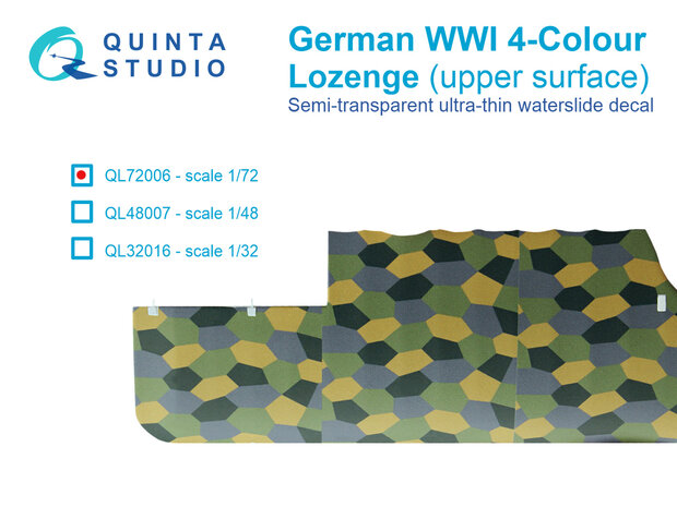 Quinta Studio QL72006 - German WWI 4-Colour Lozenge (upper surface) - 1:72