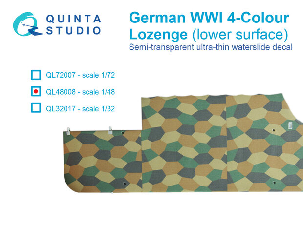 Quinta Studio QL48008 - German WWI 4-Colour Lozenge (lower surface) - 1:48