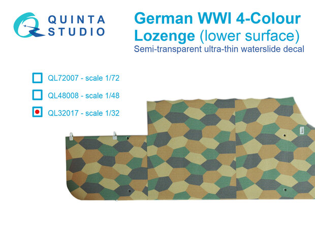 Quinta Studio QL32017 - German WWI 4-Colour Lozenge (lower surface) - 1:32