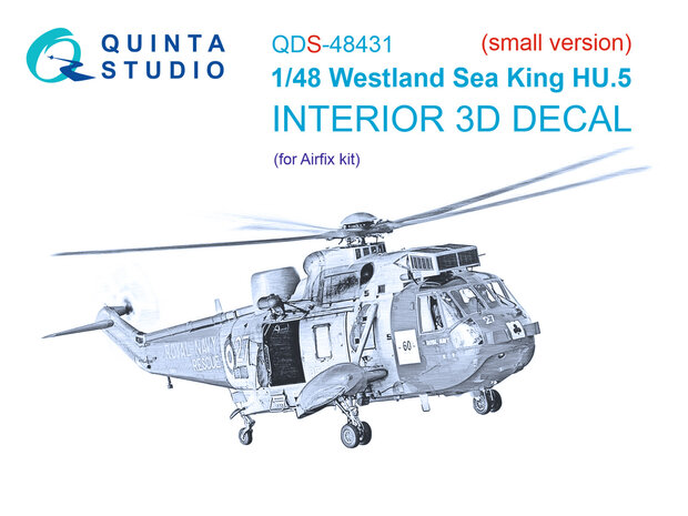 Quinta Studio QDS-48431 - Westland Sea King HU.5 3D-Printed & coloured Interior on decal paper (for Airfix kit) - Small Version - 1:48