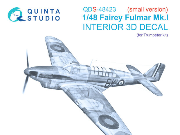 Quinta Studio QDS-48423 - Fairey Fulmar Mk.I 3D-Printed & coloured Interior on decal paper (for Trumpeter kit) - Small Version - 1:48