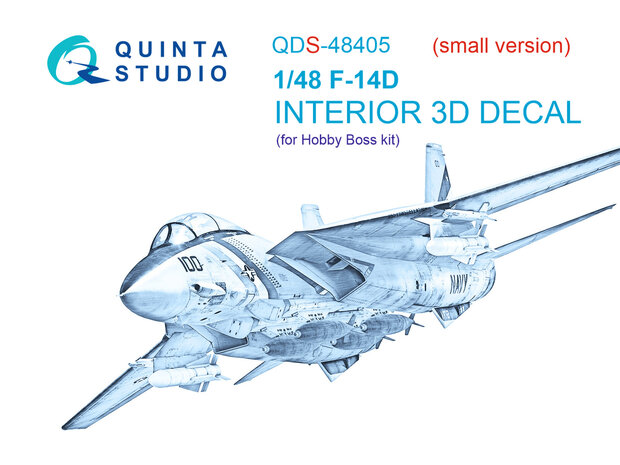 Quinta Studio QDS-48405 - F-14D 3D-Printed & coloured Interior on decal paper (for Hobby Boss kit) - Small Version - 1:48