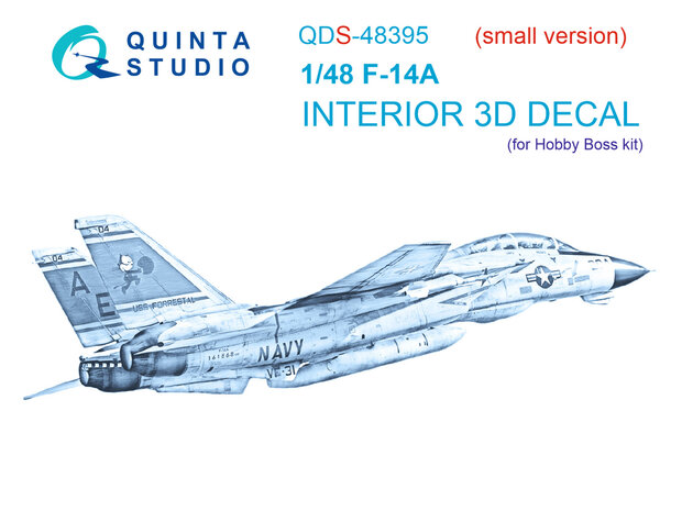 Quinta Studio QDS-48395 - F-14A 3D-Printed & coloured Interior on decal paper (for Hobby Boss kit) - Small Version - 1:48
