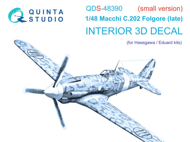 Quinta Studio QDS-48390 - Macchi C.202 Folgore Late 3D-Printed & coloured Interior on decal paper (for Hasegawa/Eduard kit) - Small Version - 1:48