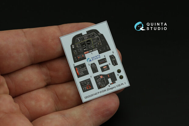 Quinta Studio QDS-32143 - P-51D/K Mustang 3D-Printed & coloured Interior on decal paper (for Dragon kit) - Small Version - 1:32