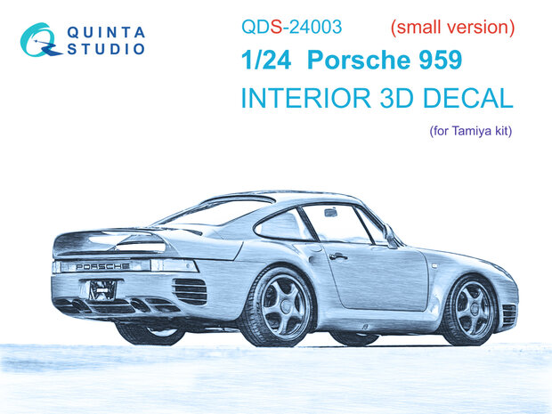 Quinta Studio QDS-24003 - Porsche 959 3D-Printed & coloured Interior on decal paper (for Tamiya kit) - Small Version - 1:24