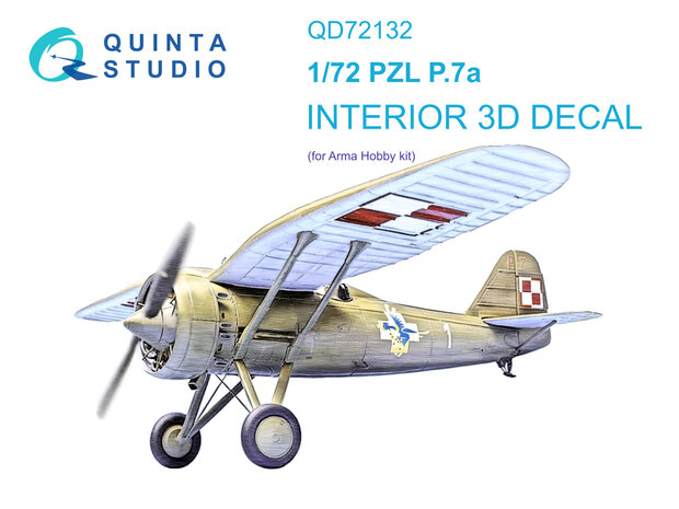 Quinta Studio QD72132 - PZL P.7a 3D-Printed & coloured Interior on decal paper (for Arma Hobby kit) - 1:72