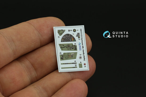 Quinta Studio QD72123 - Hurricane Mk.I family 3D-Printed & coloured Interior on decal paper (for Airfix kit) - 1:72