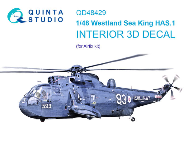 Quinta Studio QD48429 - Westland Sea King HAS.1 3D-Printed & coloured Interior on decal paper (for Airfix kit) - 1:48