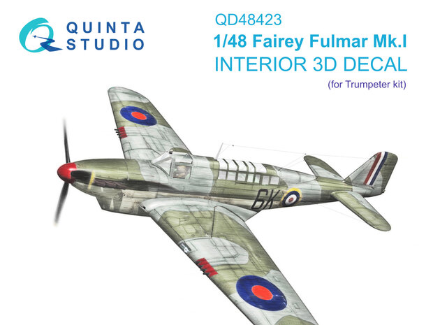 Quinta Studio QD48423 - Fairey Fulmar Mk.I 3D-Printed & coloured Interior on decal paper (for Trumpeter kit) - 1:48