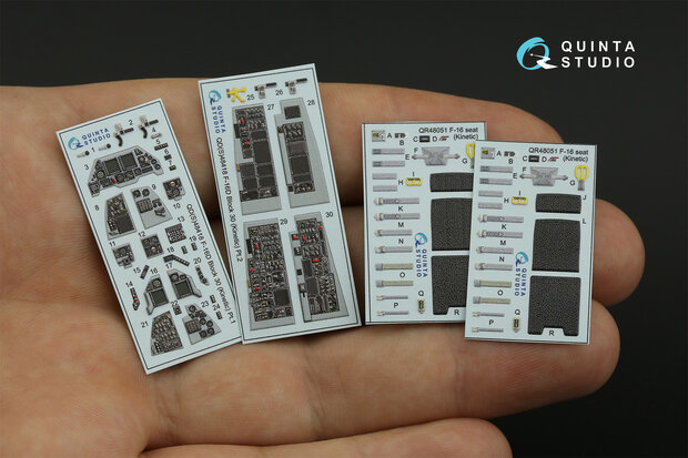 Quinta Studio QD48418 - F-16D block 30 3D-Printed & coloured Interior on decal paper (for Kinetic 2022 tool kit) - 1:48