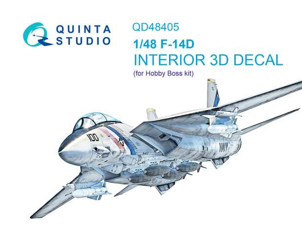 Quinta Studio QD48405 - F-14D 3D-Printed & coloured Interior on decal paper (for Hobby Boss kit) - 1:48