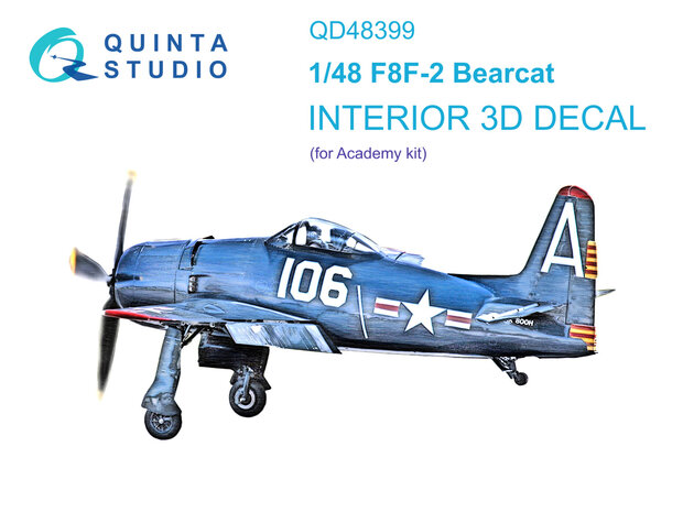 Quinta Studio QD48399 - F8F-2 Bearcat 3D-Printed & coloured Interior on decal paper (for Academy kit) - 1:48