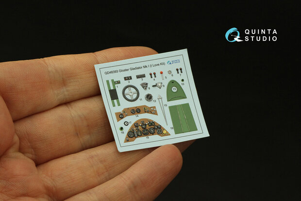 Quinta Studio QD48393 - Gloster Gladiator MKI 3D-Printed & coloured Interior on decal paper (for I Love Kit kit) - 1:48