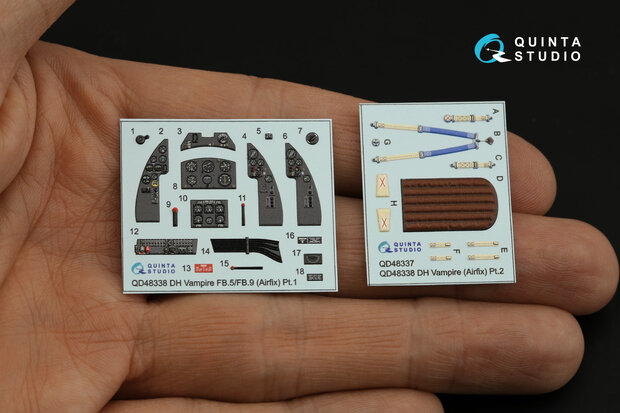 Quinta Studio QD48338 - DH Vampire FB.5/FB.9 3D-Printed & coloured Interior on decal paper (for Airfix kit) - 1:48