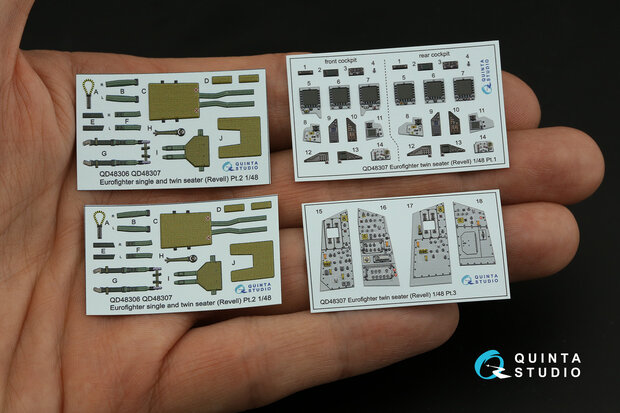 Quinta Studio QD48307 - Eurofighter twin seater 3D-Printed & coloured Interior on decal paper (for Revell kit) - 1:48