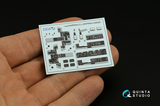 Quinta Studio QD48014 - Mitsubishi T-2 3D-Printed & coloured Interior on decal paper (for Hasegawa kit) - 1:48