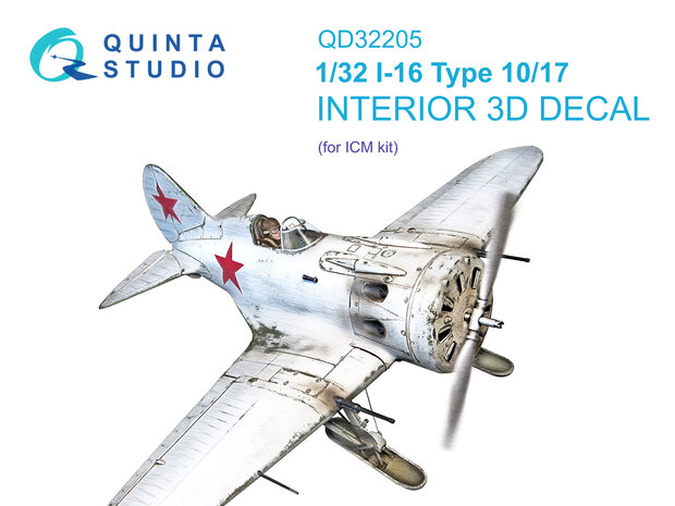 Quinta Studio QD32205 - I-16 Type 10/17 3D-Printed & coloured Interior on decal paper (for ICM kit) - 1:32