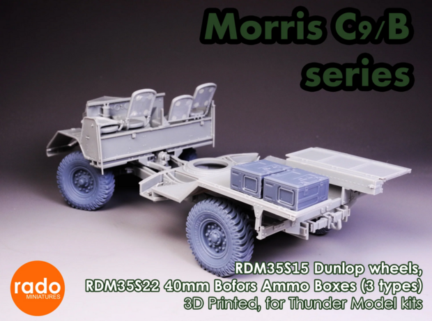RDM35S22 - British 40mm ammo boxes (fit to Thunder Morris C/9B) - 1:35 - [RADO Miniatures]