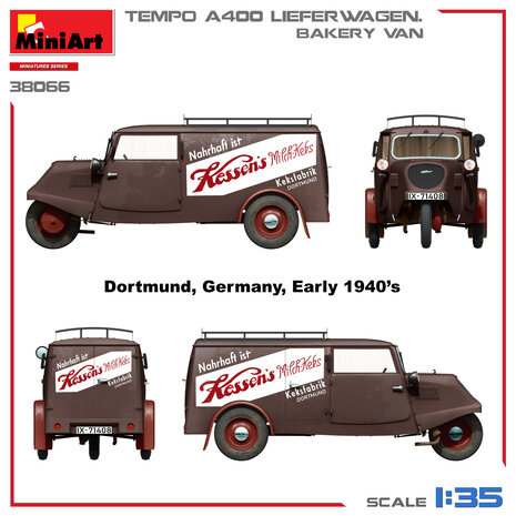 MiniArt 38066 - Tempo A400 Lieferwagen. Bakery Van - 1:35
