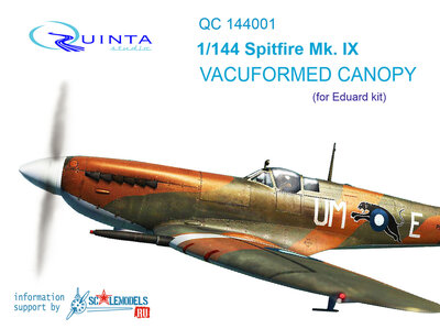 Quinta Studio QC144001 - Spitfire Mk.IX vacuformed clear canopy, 3 pcs (for Eduard kit) - 1:144