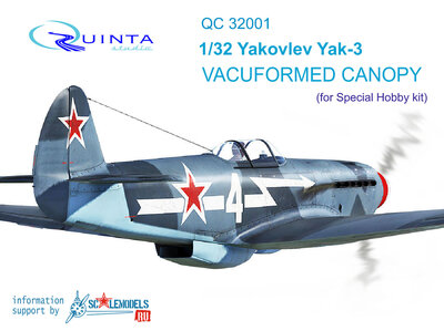 Quinta Studio QC32001 - Yak-3 vacuformed clear canopy, open & close position (for Special Hobby kit) - 1:32