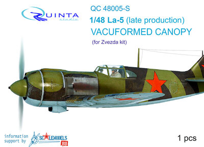 Quinta Studio QC48005-S - La-5 (late production) vacuformed clear canopy, 1 pcs, (for Zvezda kit) - 1:48