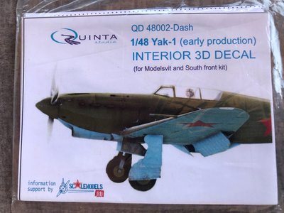 Quinta Studio QD48002-Dash - Yak-1 (early production) 3D-Printed & coloured dashboard on decal paper (for SF and Modelsvit kit) - 1:48