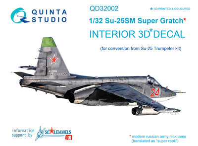 Quinta Studio QD32002 - Su-25SM 3D-Printed & coloured Interior on decal paper (for Trumpeter kit) - 1:32