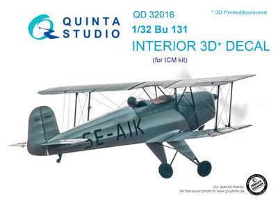 Quinta Studio QD32016 - Bu 131 3D-Printed & coloured Interior on decal paper (for ICM kit) - 1:32