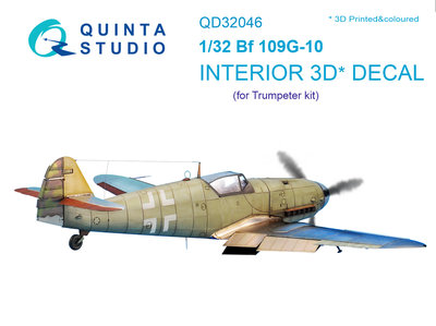 Quinta Studio QD32046 - Bf 109G-10 3D-Printed & coloured Interior on decal paper (for Trumpeter kit) - 1:32