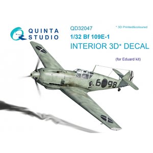 Quinta Studio QD32047 - Bf 109E-1  3D-Printed & coloured Interior on decal paper (for Eduard kit) - 1:32