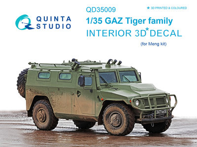 Quinta Studio QD35009 - GAZ Tiger family 3D-Printed & coloured Interior on decal paper (for Meng kit) - 1:35