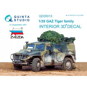 Quinta Studio QD35013 - GAZ Tiger family 3D-Printed & coloured Interior on decal paper (for Zvezda kit) - 1:35