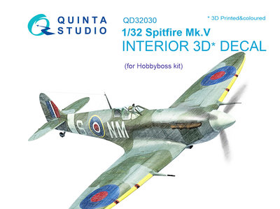 Quinta Studio QD32030 - Spitfire Mk.V 3D-Printed & coloured Interior on decal paper (for Hobbyboss kit) - 1:32
