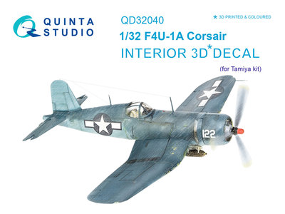 Quinta Studio QD32040 - F4U-1A Corsair 3D-Printed & coloured Interior on decal paper (for Tamiya  kit) - 1:32
