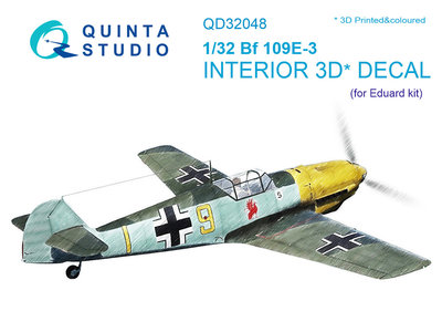 Quinta Studio QD32048 - Bf 109E-3  3D-Printed & coloured Interior on decal paper (for Eduard kit) - 1:32