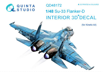 Quinta Studio QD48172 - Su-33 3D-Printed & coloured Interior on decal paper (for Kinetic kit) - 1:48